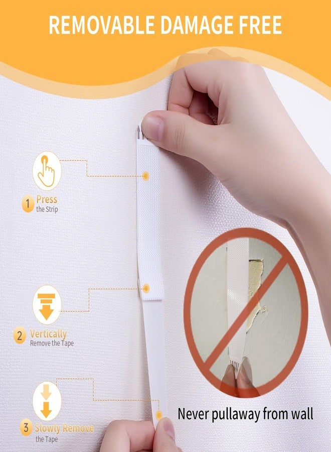 MAKABEE Picture Hanging Strips Heavy Duty - 12-Pairs(24 Strips) Picture Hanging Kit Sticky Hangers for Walls, Damage Free Without Nails, Adhesive Frames/Posters/Wall Art, No Drill, White, Medium - Image 5